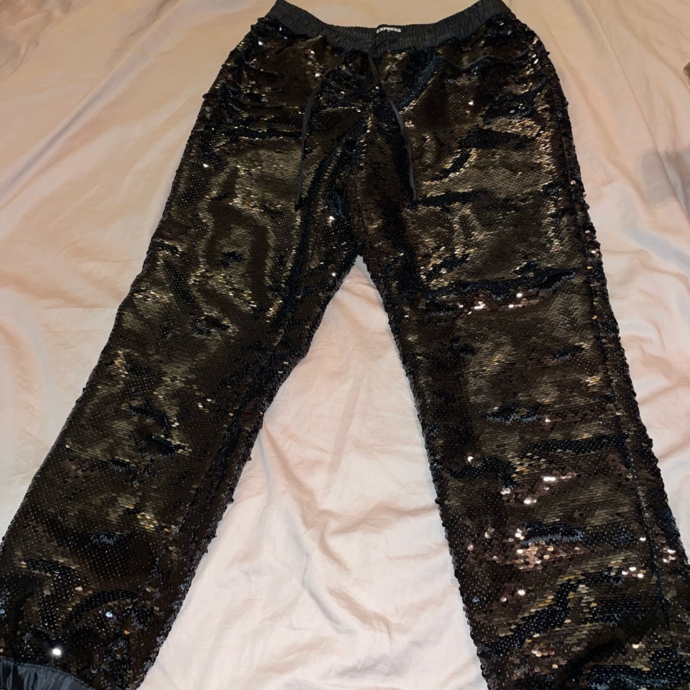 Express XS Black Sequin Joggers